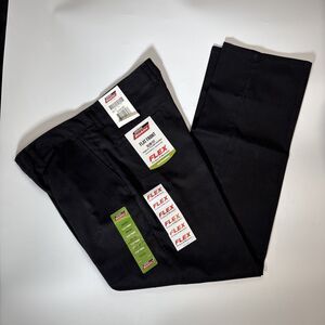 34x30 Dickies Black Work Pants Men's Flat Front Flex Straight Leg Slim Fit